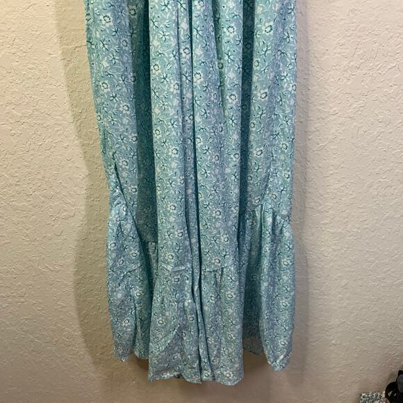 OLI & HALI Jumpsuit‎ Large Boho Floral Wide Leg W/Tiered Ruffle Hem Smocked Bust - Picture 8 of 14